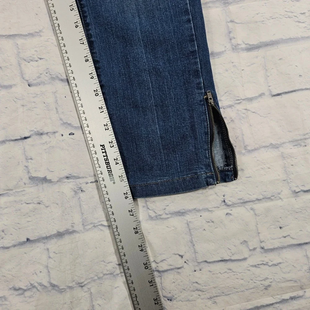 Lee Shapetastic Jeans Women 12 Dark Wash Ankle Zip Hidden Hold Shaping Denim
